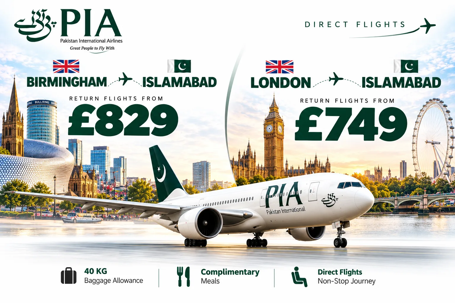 London to Islamabad flight offer with PIA